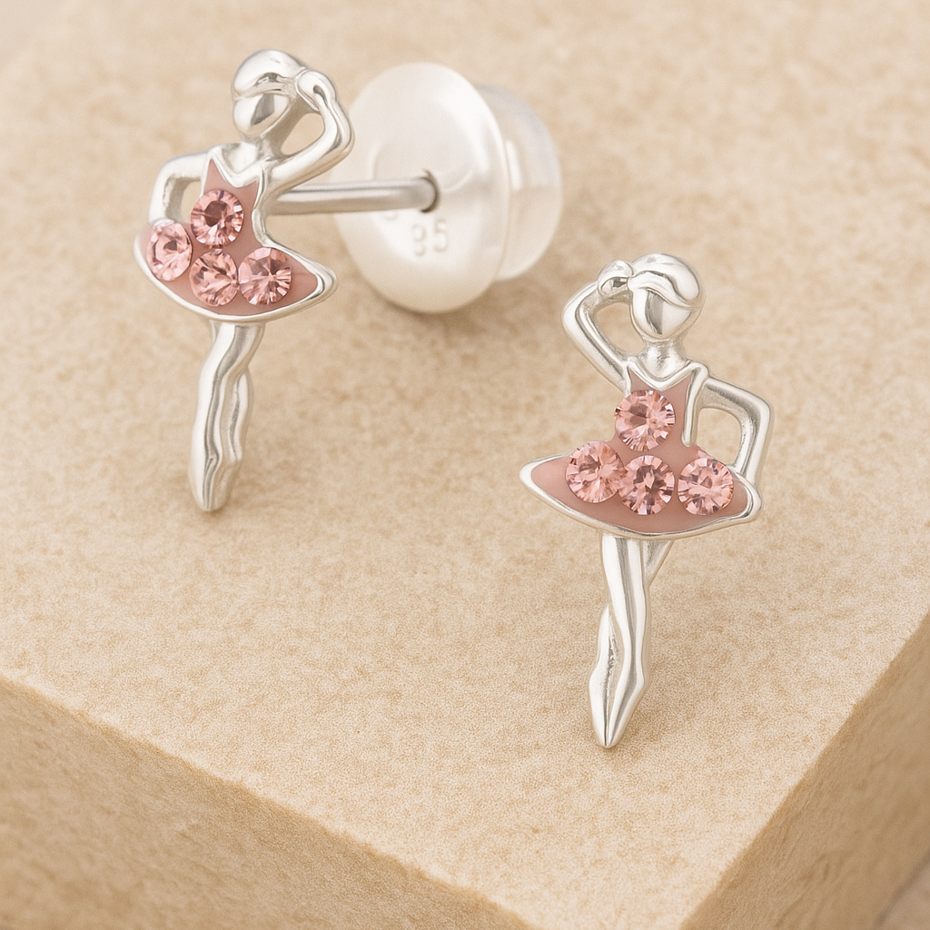Children's Ballerina Earrings made of 925 Sterling Silver