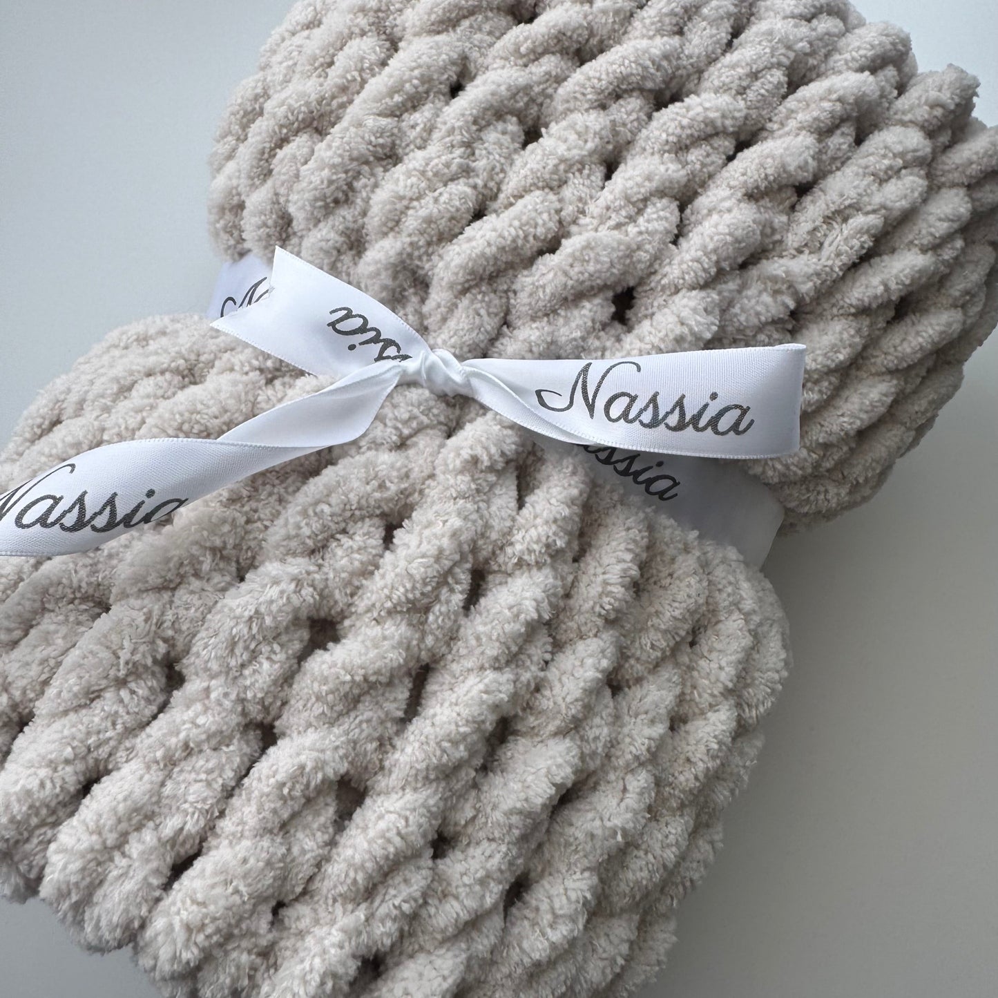 Handmade Crochet Blanket Beige