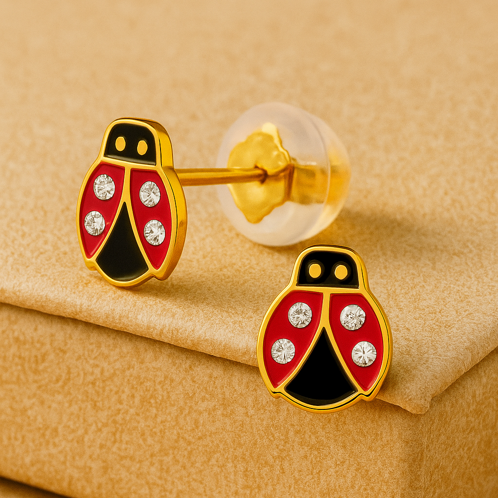 Children's Ladybug Earrings made of 925 Sterling Silver