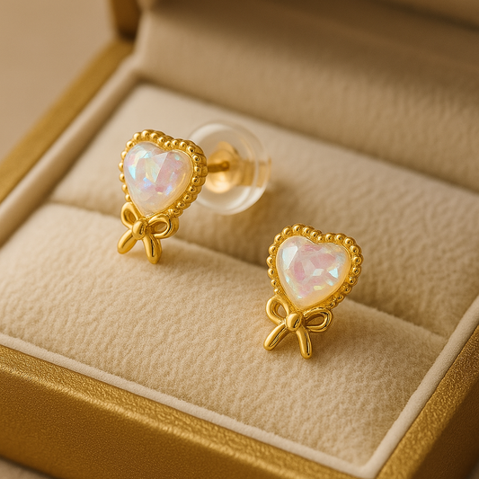 Children's Heart-Shaped Earrings in Gold made of 925 Sterling Silver