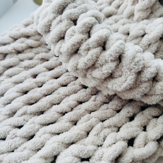Handmade Crochet Blanket Beige